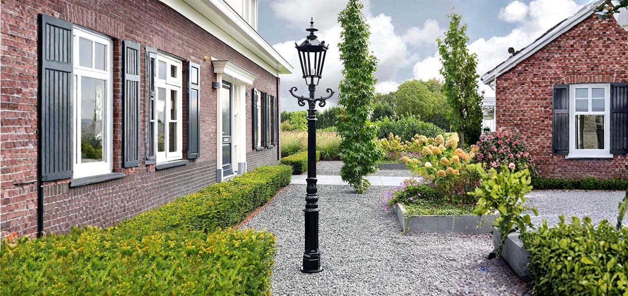 Lampadaires classiques | hauts et bas | coloris noir, vert et cuivre