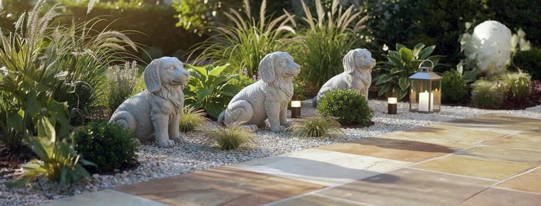 Hunden Statuen aus Stein | Klassische Gartendekoration