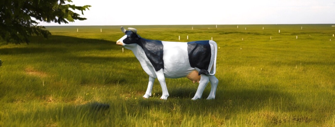 Gartenstatuen aus Kunststoff in Form von Kühen, Kälbern und Stieren | große und kleine Figuren