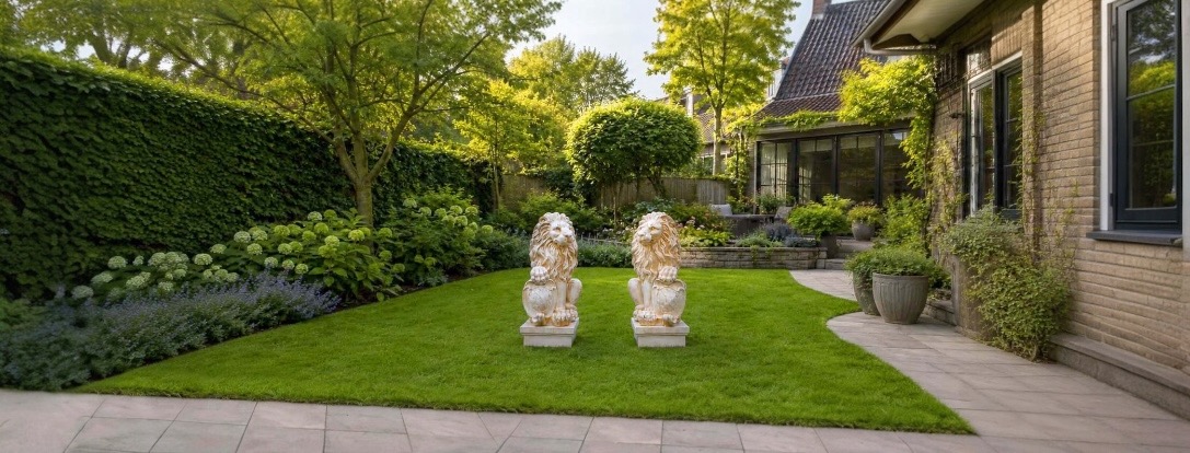 Leeuwenbeelden van kunststof | imposante tuinsculpturen