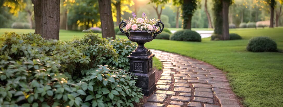 Gietijzeren en stenen tuinvazen | bloempotten en plantenbakken | klassieke stijl