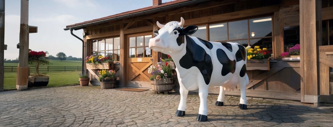 Statues de vaches pour jardins de fermes, magasins et autres commerces