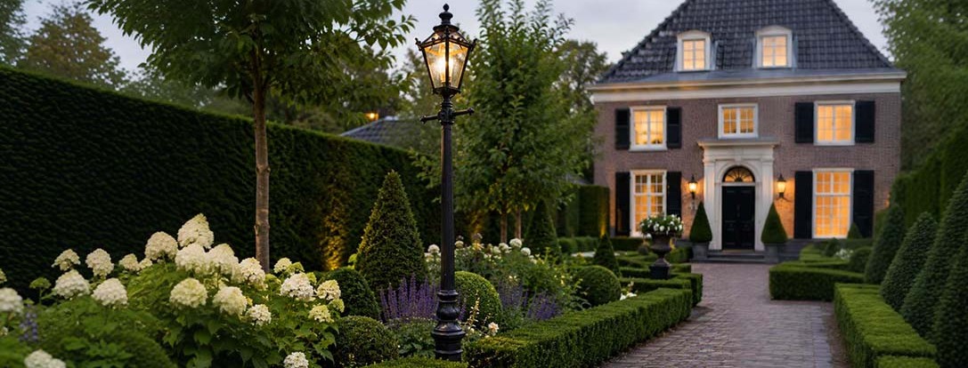 Klassieke gietijzeren tuinverlichting | lantaarnpalen en wandlampen