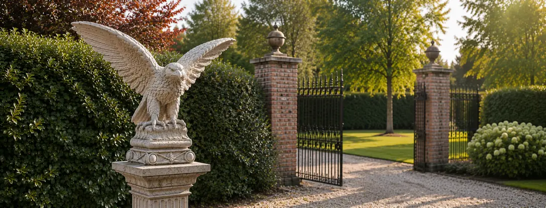 Adelaar Tuinbeelden | Steen & beton | Groot op zuil en sokkel