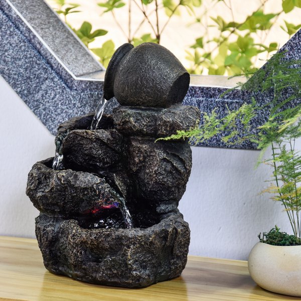Outsunny tuinfontein cascadefontein binnenfontein fontein waterornament 2 verdiepingen