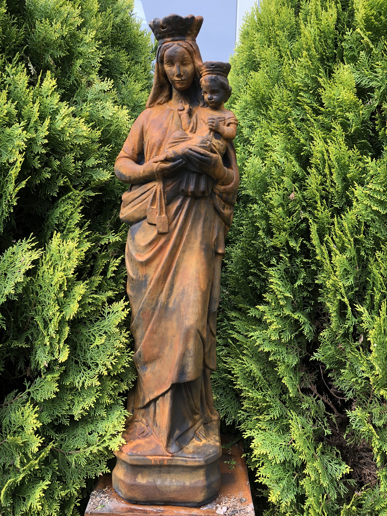 Wunderschöne Statue von Maria - Kind, super schöne Vollsteinstatue Oxid