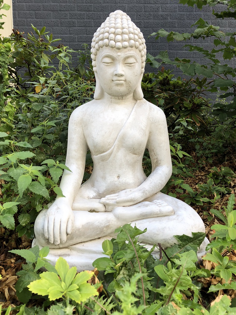 Mediterende boeddha, vol steen.