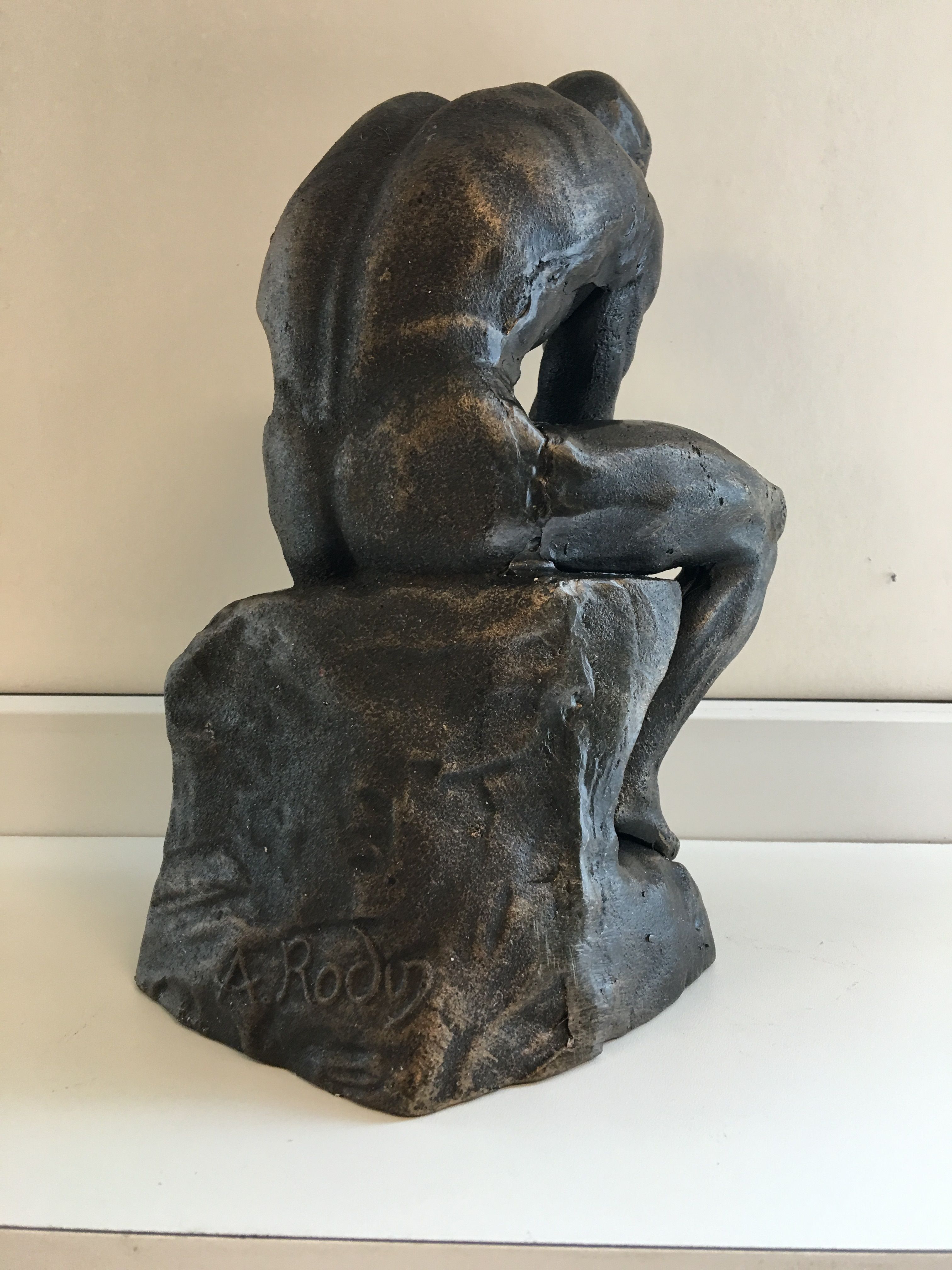 Sculptuur metaal- Bronskleur, de denker