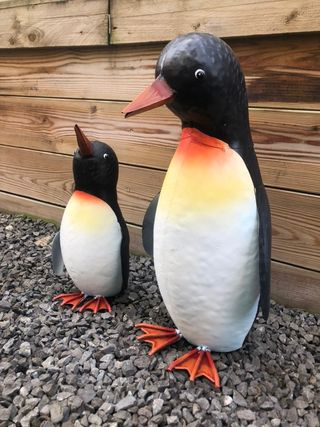 Set van 2 Pinguïns - moeder & jong - handgemaakt