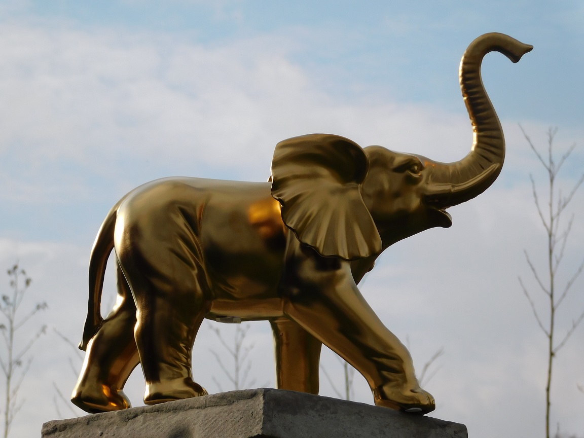 Statue Elefant - Keramik - Mattgold