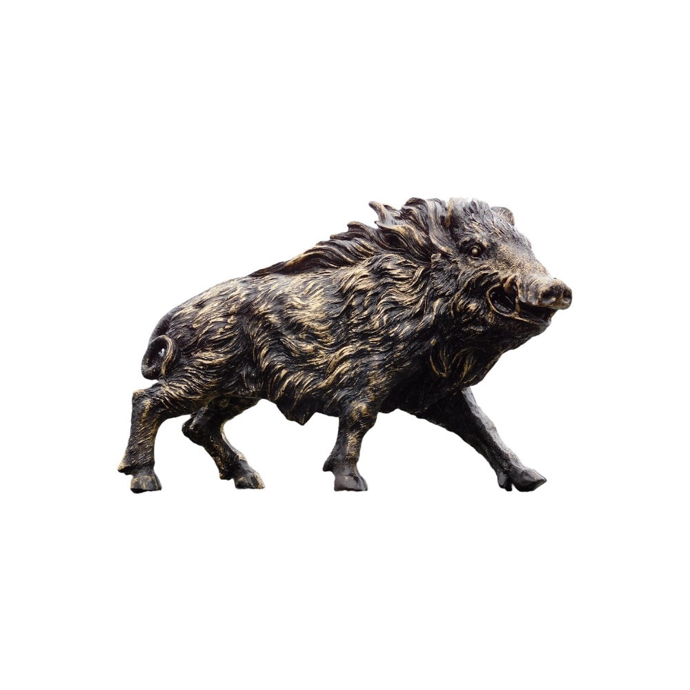 Wildlife Garden Haak – Wild Zwijn, Handgesneden Lindehout, Met Bronzen Haak, Cadeauverpakking