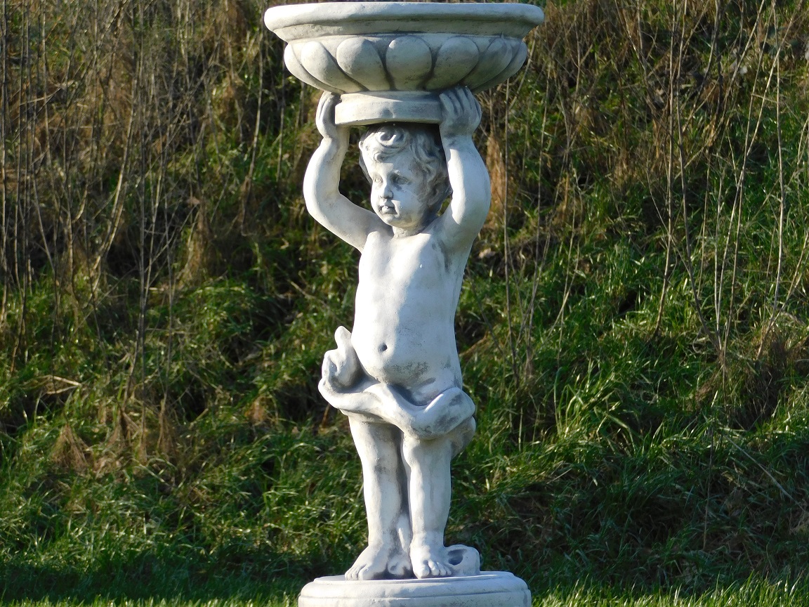 Statue Engel mit Schale - 80 cm - Stein