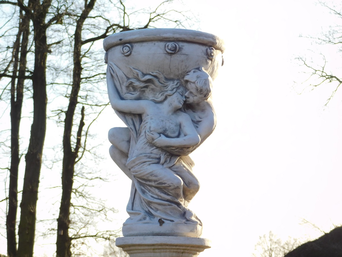 Statue Mann & Frau mit Schale - 80 cm - Stein