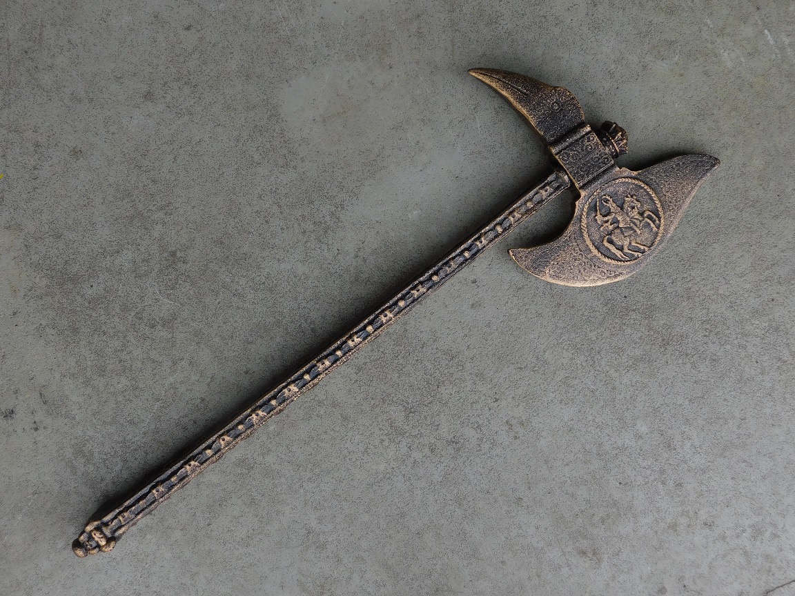 Mittelalterliche Streitaxt, Axt aus Gusseisen, historische Dekoration, 62 cm