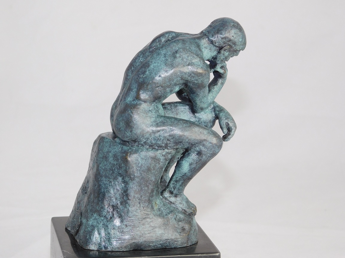 Bronzen beeld van 'De Denker' - Green finish