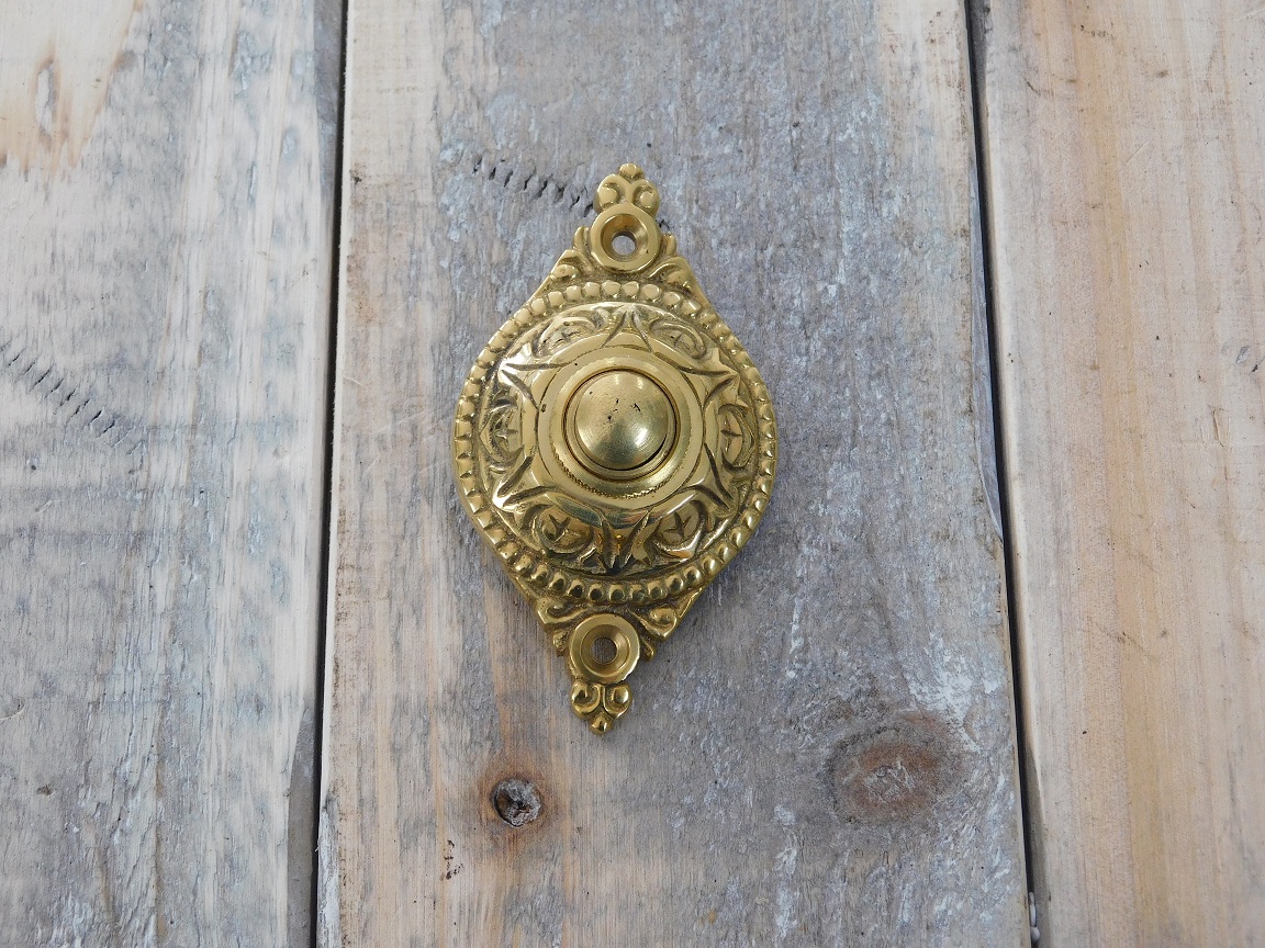 Antieke deurbel, messing, glanzende bel