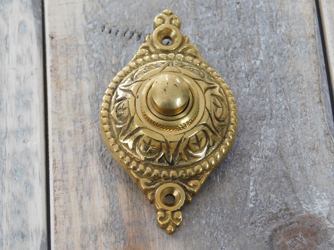 Antieke deurbel, messing, glanzende bel