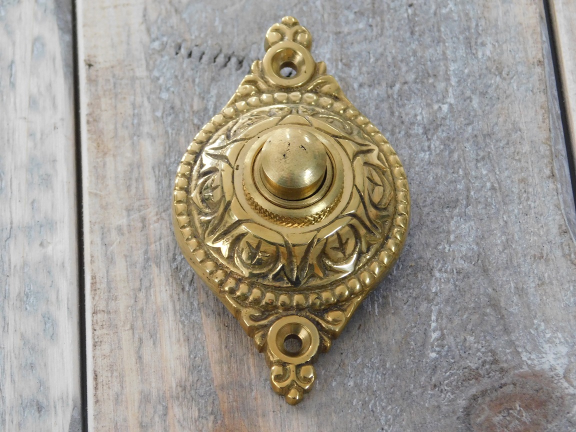 Deurbel uit oud messing - platte deurbel - - dé webshop voor decoratie in én