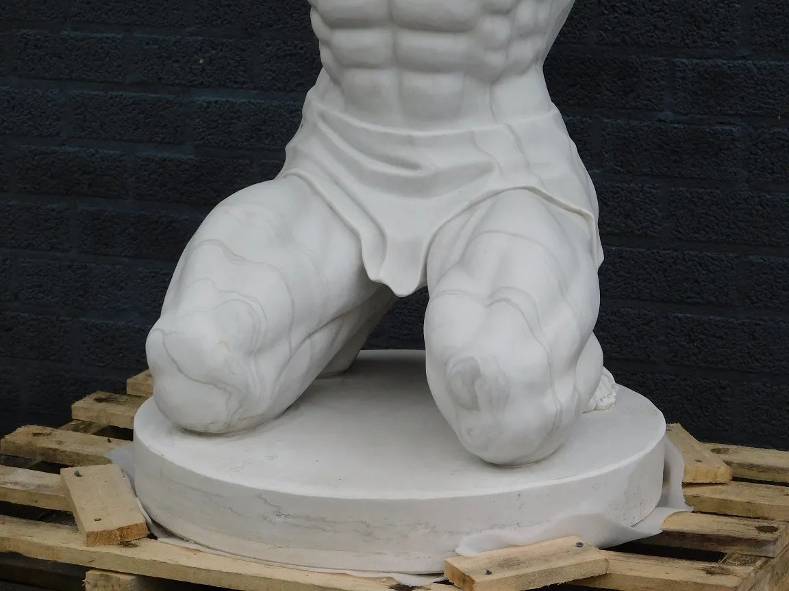 Atlasstatue mit Globus, mythologische Kunst, voller Marmor mit Nickel