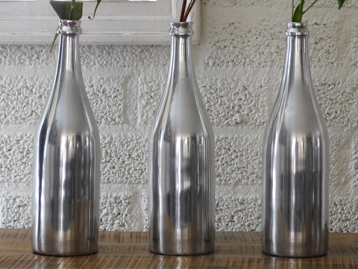 Luxe stijlvolle fles - decoratie voor bloemen/takken - aluminium
