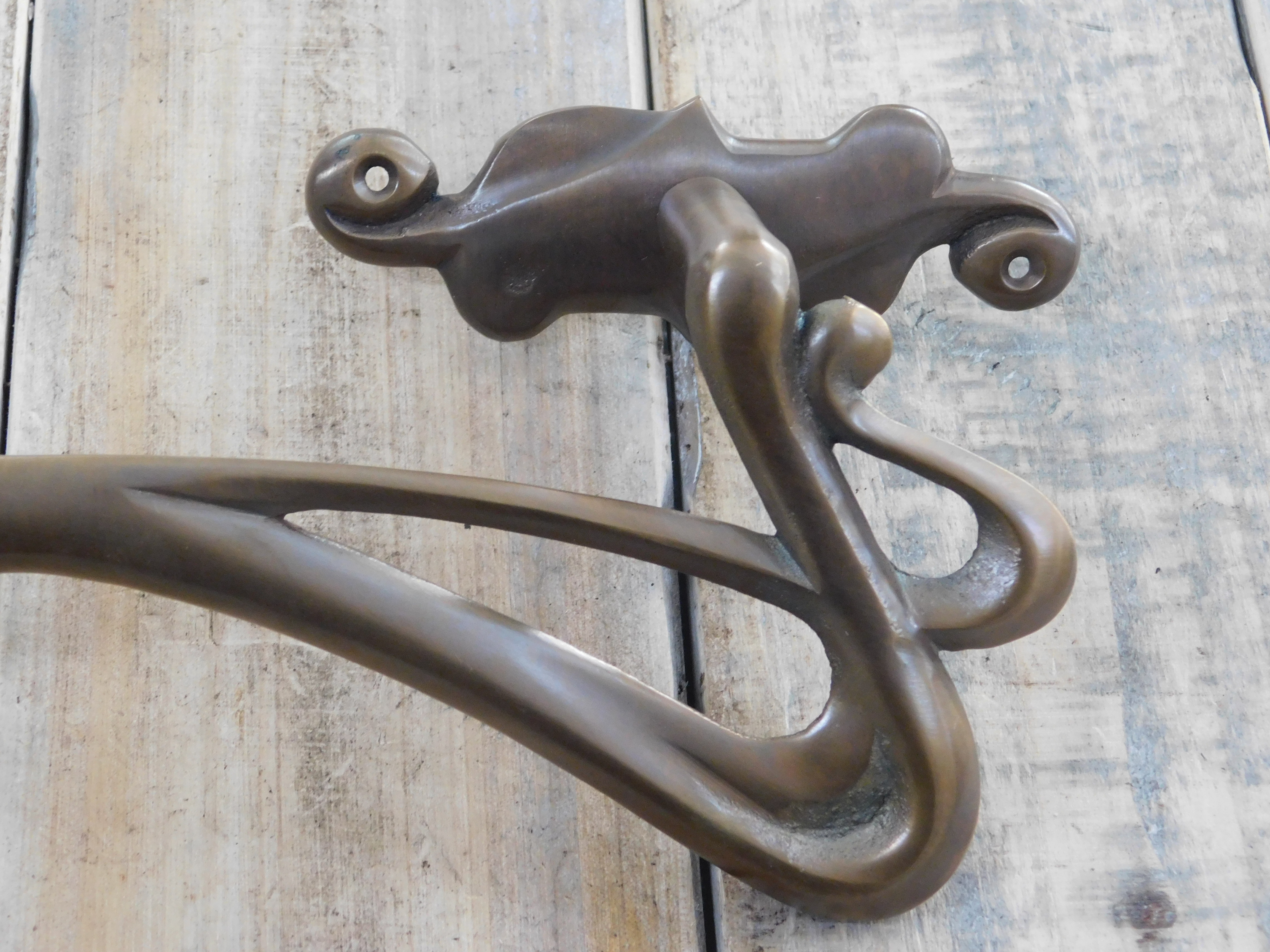Paire De Poignées De Porte Art Nouveau - Laiton - Originales 1890 - UK