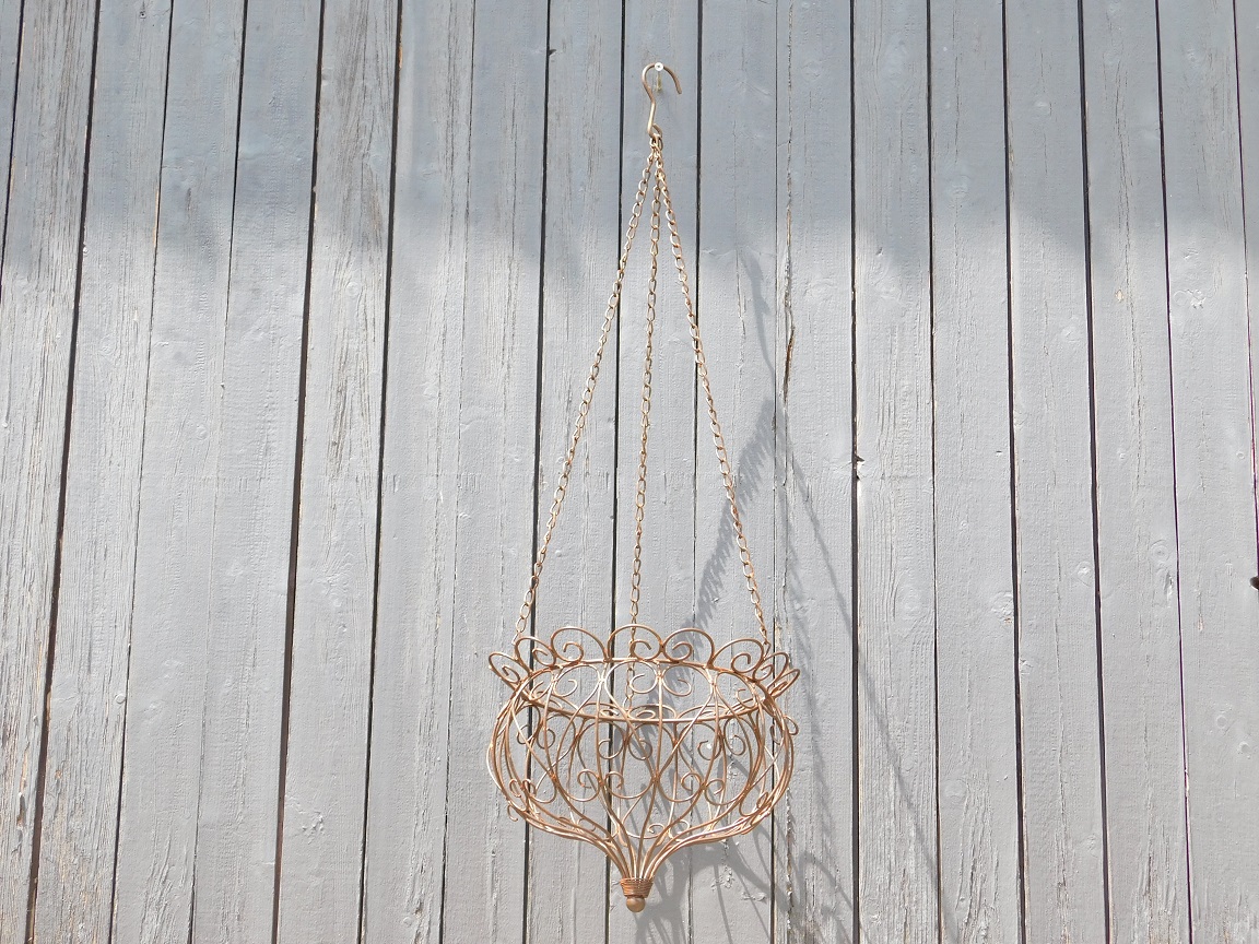 Hanging basket met muurhaak - donkerbruin met roest - vintage look