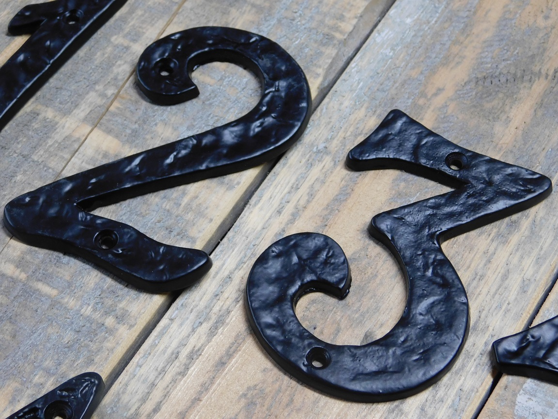 Numéro De Porte En Fonte Noire - Style Rustique Chiffres 23/4 - 3 (70-75 Mm), Le Chiffre 0