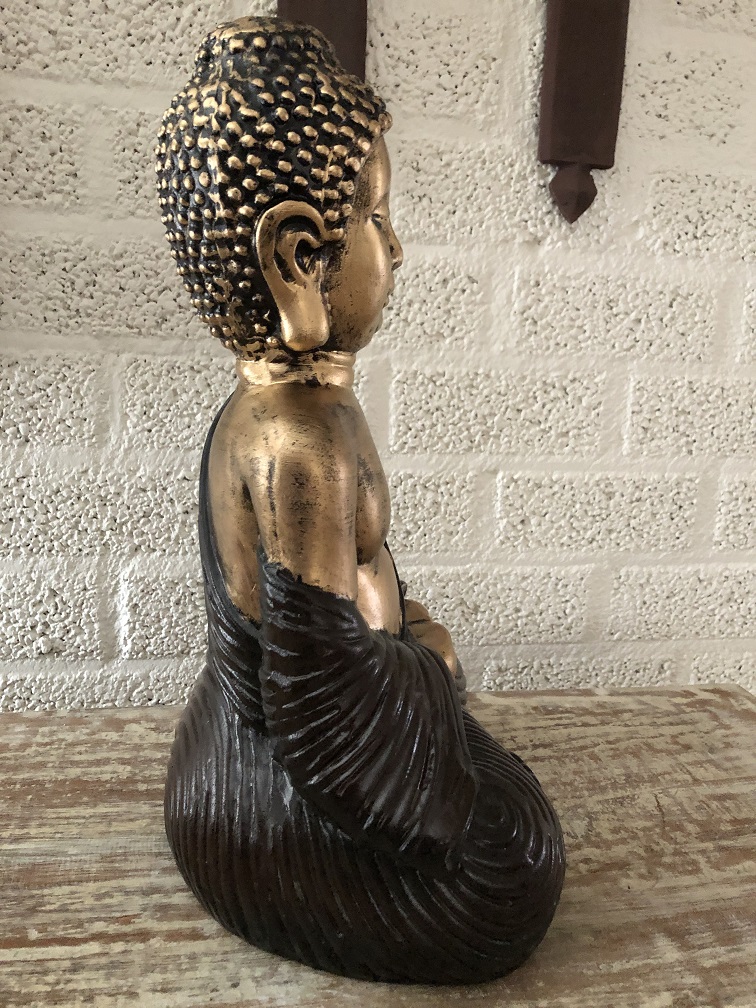 Buddha Bild Keramik sitzend Thais in Farbe
