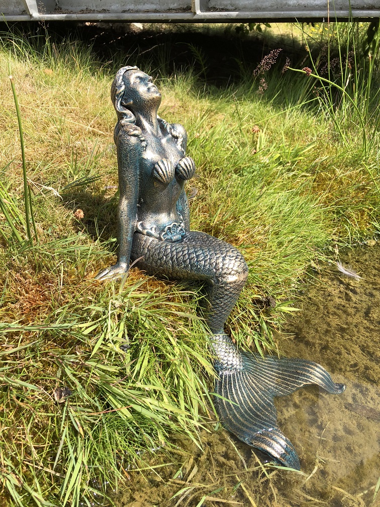 Schöne Meerjungfrau Gusseisen Bronze-Messing-Statue