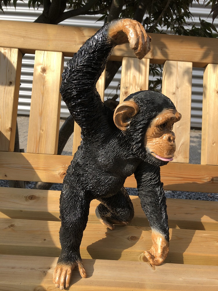 Mooi speels beeld van een hangende aap, polystone