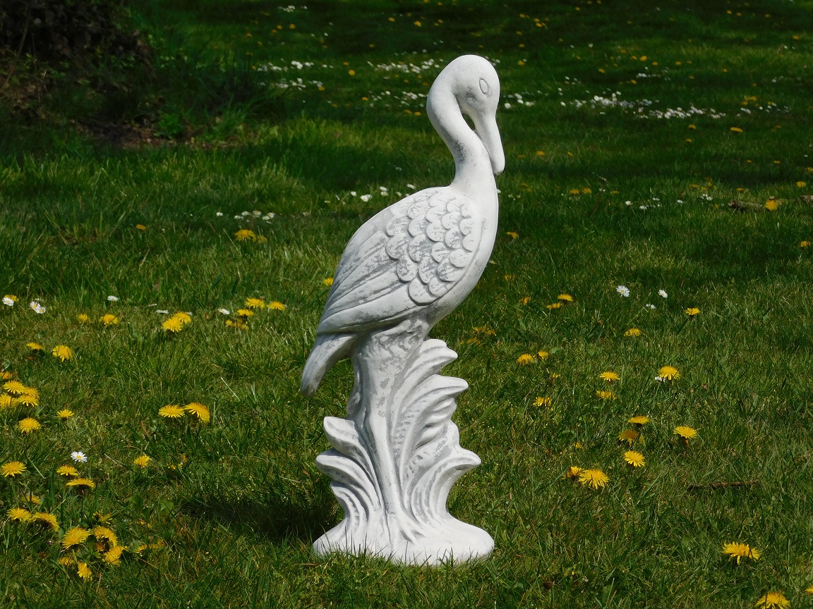 Dekorative und anmutige Tierstatue, Gartenstatue Kran, Stein
