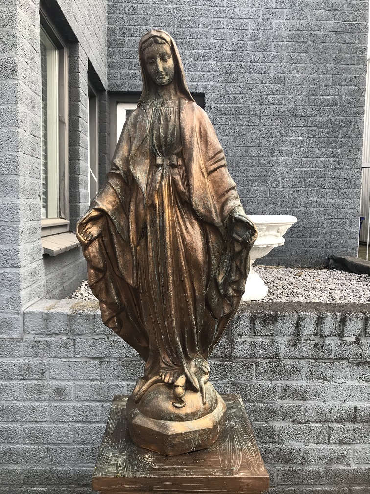 Marienstatue, Kupfer-Look, Gartenstatue Maria groß, exklusive Mutter Maria / Madonna
