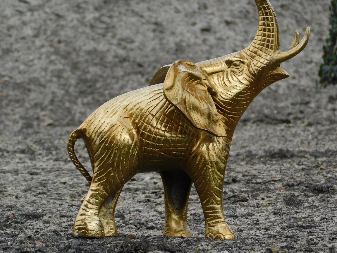 Figur Aluminiumstatue Tierstatue Gold, Elefant, /