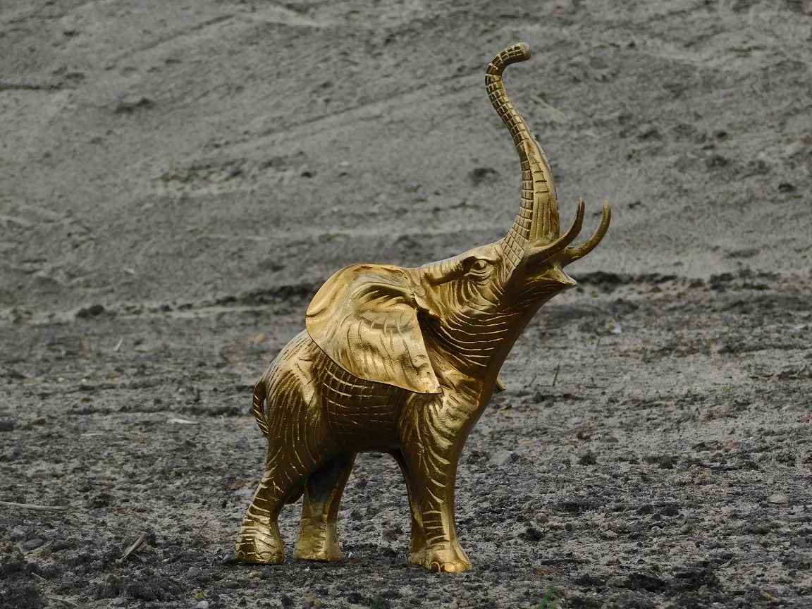 Gold, Elefant, Aluminiumstatue / Figur Tierstatue