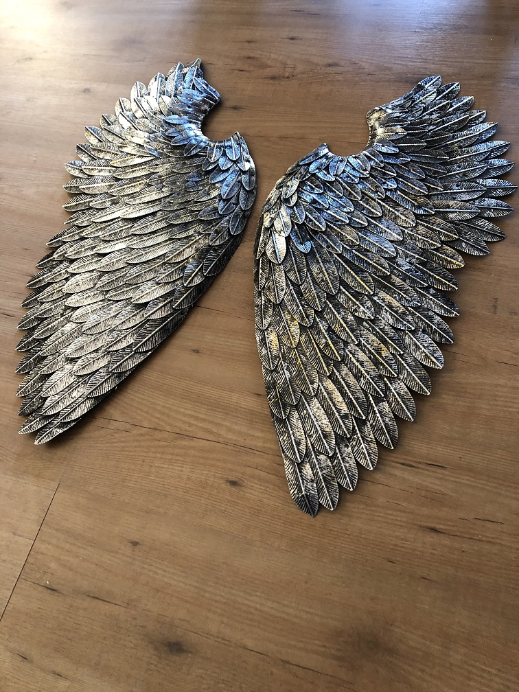 Set metalen aan de muur gemonteerde engelen vleugels, fantastisch fraai!!