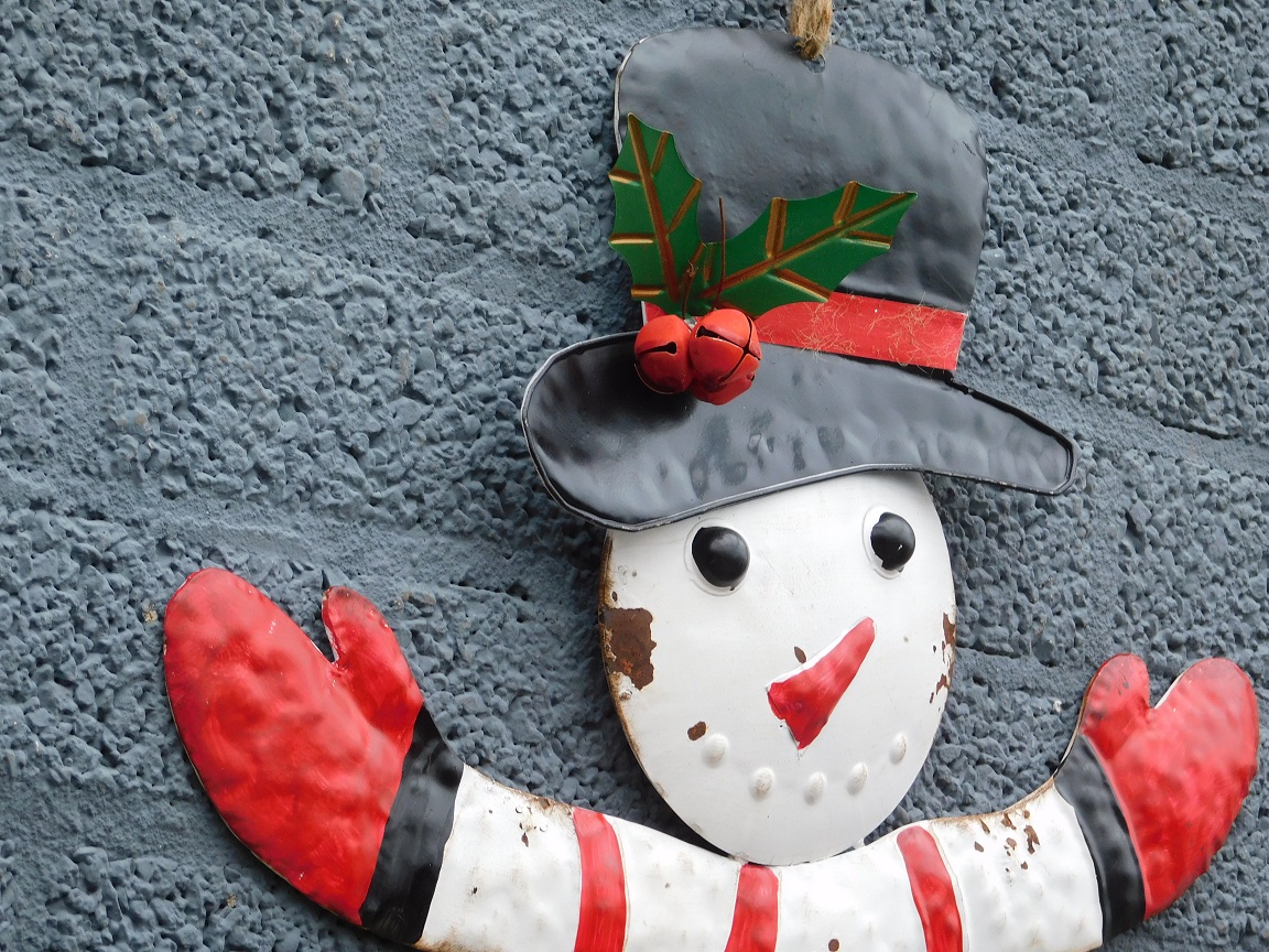 Schneemann Frohe Weihnachten - dekorativer alt look Anhänger