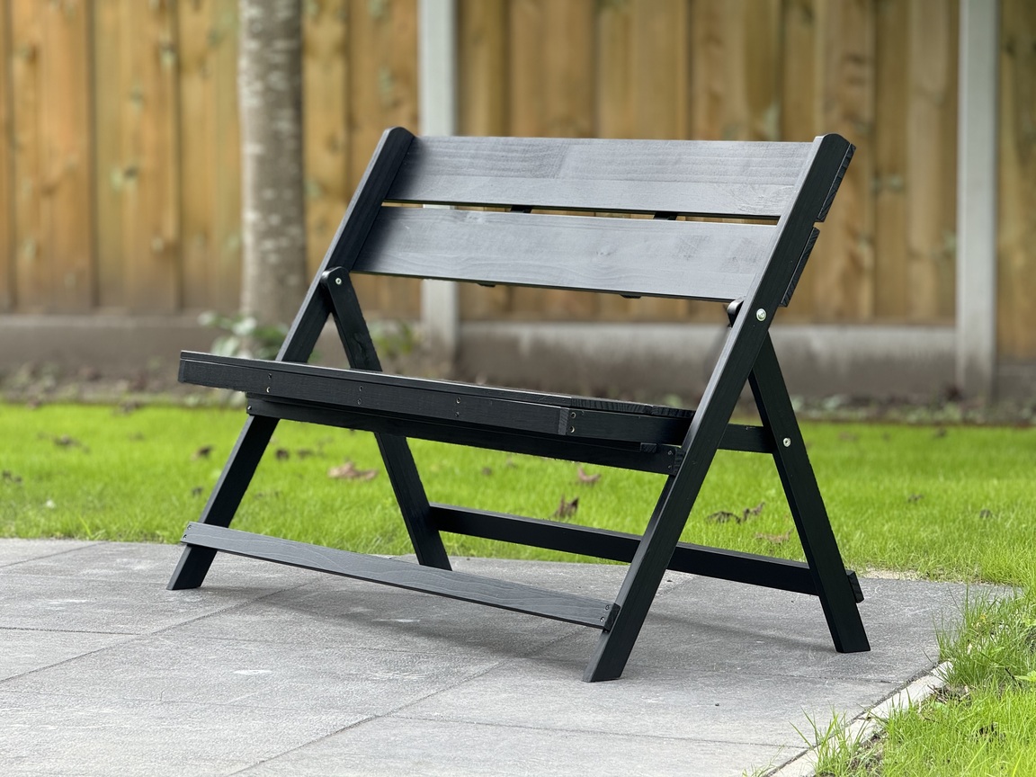 Gartenbank schwarz, Holzbank, klappbar, Klassische Stil