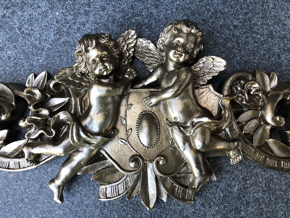Engel Wandschmuck, Kabinettstück, Polystone Farbe Bronze-Gold