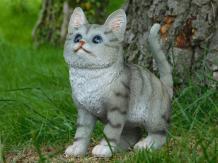 Kitten - polystone - 18 cm - grijs - gedetailleerd