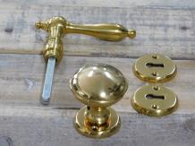 Bouton de porte avec rosace, poignée de porte 1, 2 rosettes, 2 rosettes serrure, laiton poli brillant
