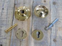 Bouton de porte fixe - laiton poli - avec rosaces de sécurité