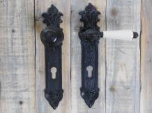 Garniture de porte : bouton de porte Belli, 2 plaques arrière ange, fer antique, PZ92