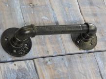 Belle poignée de porte industrielle, fer bronze antique