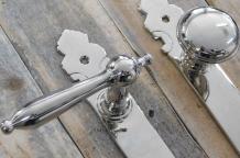 Garniture de porte en nickel pour porte d'entrée PZ92 - garniture de porte pour serrure à cylindre profilé