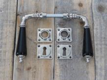 Innentür-Set, Nickel polierte Keramik-Türknöpfe im Retro-Design, antik