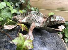 Lézard - statue en fonte - 27 cm - vert/marron
