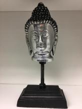 Tête de bouddha sur socle en métal, aluminium
