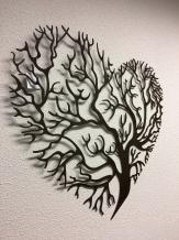 Ornement mural en métal - arbre de vie en forme de coeur - marron