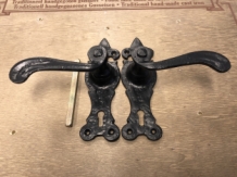 Exklusive Garnitur von Türbeschlägen - Schmiedeeisen - schwarze Pulverbeschichtung - BB55'' - wetterfest