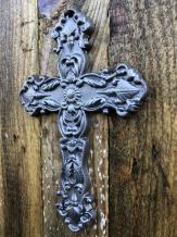 Kruis - gietijzer - 26 cm - antieke muurdecoratie - zwart